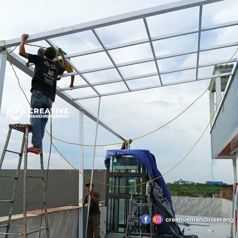 Bengkel Las Jasa Pembuatan / Pasang Kanopi Kaca Tempered
